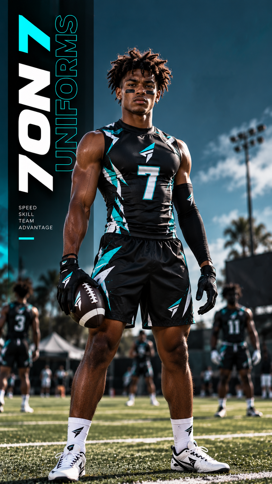 Teal 7-on-7 Football Uniforms 2